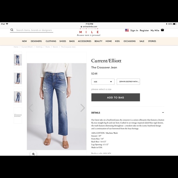 Current Elliott👖The Crossover/Zephyr Destroy NWT - Picture 8 of 8